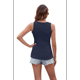 thumbnail image 4 of Chaleco Ajustado Acanalado con Cuello Redondo para Mujer, Azul Marino, Talla XXL, 4 of 10