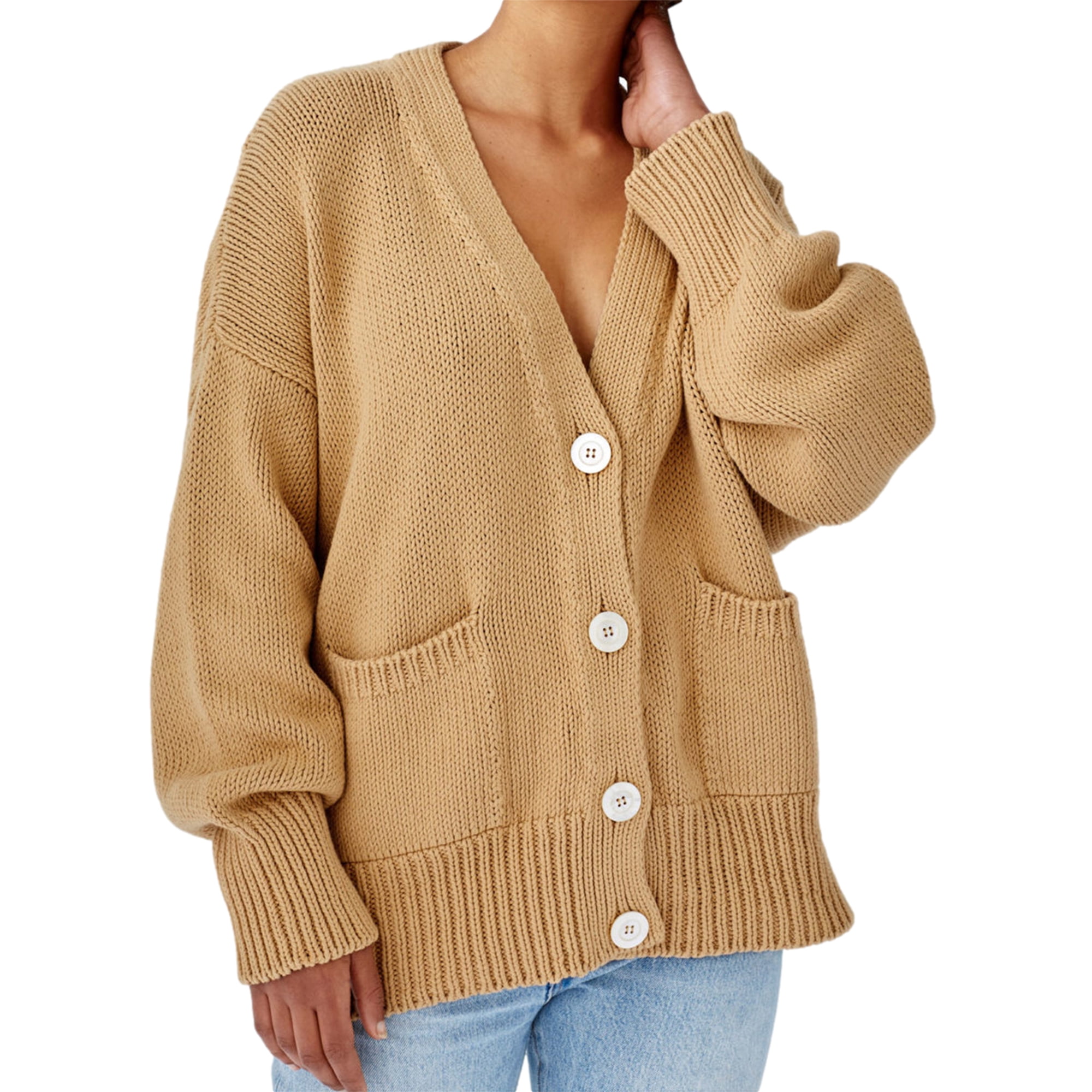 Kiapeise Women Oversized Button Up Knit Cardigans Loose Casual Knitted  Chunky Sweater Long Sleeve with Pocket - Walmart.com