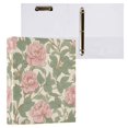thumbnail image 3 of Haosy Hardcover 3 Ring Binder 1.5 Inch Ring Decorative Binder Organizer for Home School Office, Pink Peony Flowers Green Leaves, 3 of 10