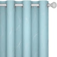 thumbnail image 6 of Deconovo Blackout Curtains, Silver Wave Line Print, Light Blue, 52W x 96L Inch, Thermal Insulated, Privacy Drapes for Living Room, 2 Panels, 6 of 8