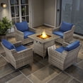 thumbnail image 2 of Bellefurn 5 Pieces Patio Furniture Sets with Fire Pit Table,All-Weather High Back Swivel Chairs with 43" Fire Pit Table,Outdoor Patio Conversation Sets for Porch Deck Backyard, 2 of 14