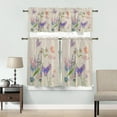 thumbnail image 2 of 3 Piece Curtains Tiers and Valances Set, Floral Print Butterfly Watercolor Flower Spring Summer Farm Rod Pocket Short Window Treatment Tiers Curtains Panel and Valance for Cafe Bathroom Kitchen, 2 of 6
