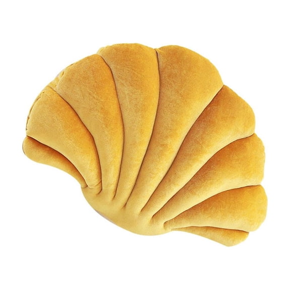LOLIPPYY 1Pc Yellow Shell Shape Throw Pillow Plush Soft Back Cushion for Home Sofa Decor Unique Marine Animal Design