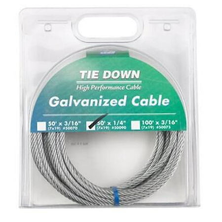 

Tie Down Engineering Galvanized Galvanized Steel 1/4 in. D X 50 ft. L Aircraft Cable