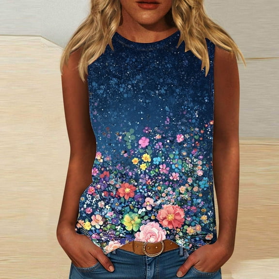 Jjayotai No Boundaris Women Casual Tight Tank Tops, Sleeveless Dressy Blouse, Summer Trendy Round Neck Clothes, Loose Fit Basic Shirts, Graphic Tank Tops for Women Plus Size XXL