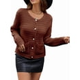 thumbnail image 2 of Womens Knit Cardigan Sweaters Fall Fashion Long Sleeve Open Front Down Casual Jacket Winter Clothes Caramel Color L, 2 of 7