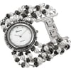 Women's Platinum Faux Pearl Watch, Metal Chain Bracelet