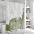 thumbnail image 6 of Green Marble Crack Shower Curtain, Waterproof Shower Curtains for Bathroom, Modern Abstract Geometric Texture Washable Fabric Bathtub Curtain Set Bath Decor with 12 Hooks 48"x72", 6 of 8