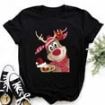 thumbnail image 1 of Camiseta con estampado de árbol de Navidad para mujer, ropa femenina de cuello redondo, Top de Modal de manga corta, regalo de Feliz Navidad, 1 of 5
