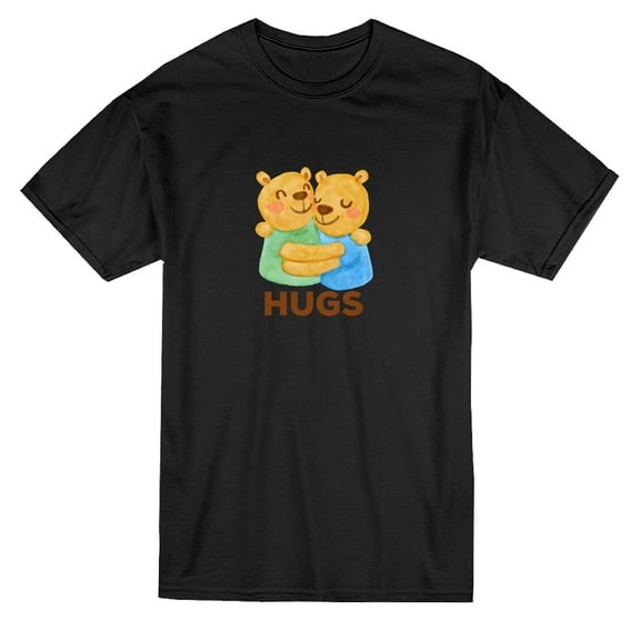Bears Hugging Best Buddies Men Black T-Shirt, Male x-Large
