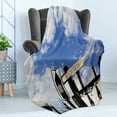 thumbnail image 4 of Wizard Soft Flannel Fleece Throw Blanket, School of Witchcraft Castle and Wizard Signboard Snowy Rooftops Sky and Clouds, Cozy Plush for Indoor and Outdoor Use, 70" x 90", Blue White, by Ambesonne, 4 of 5