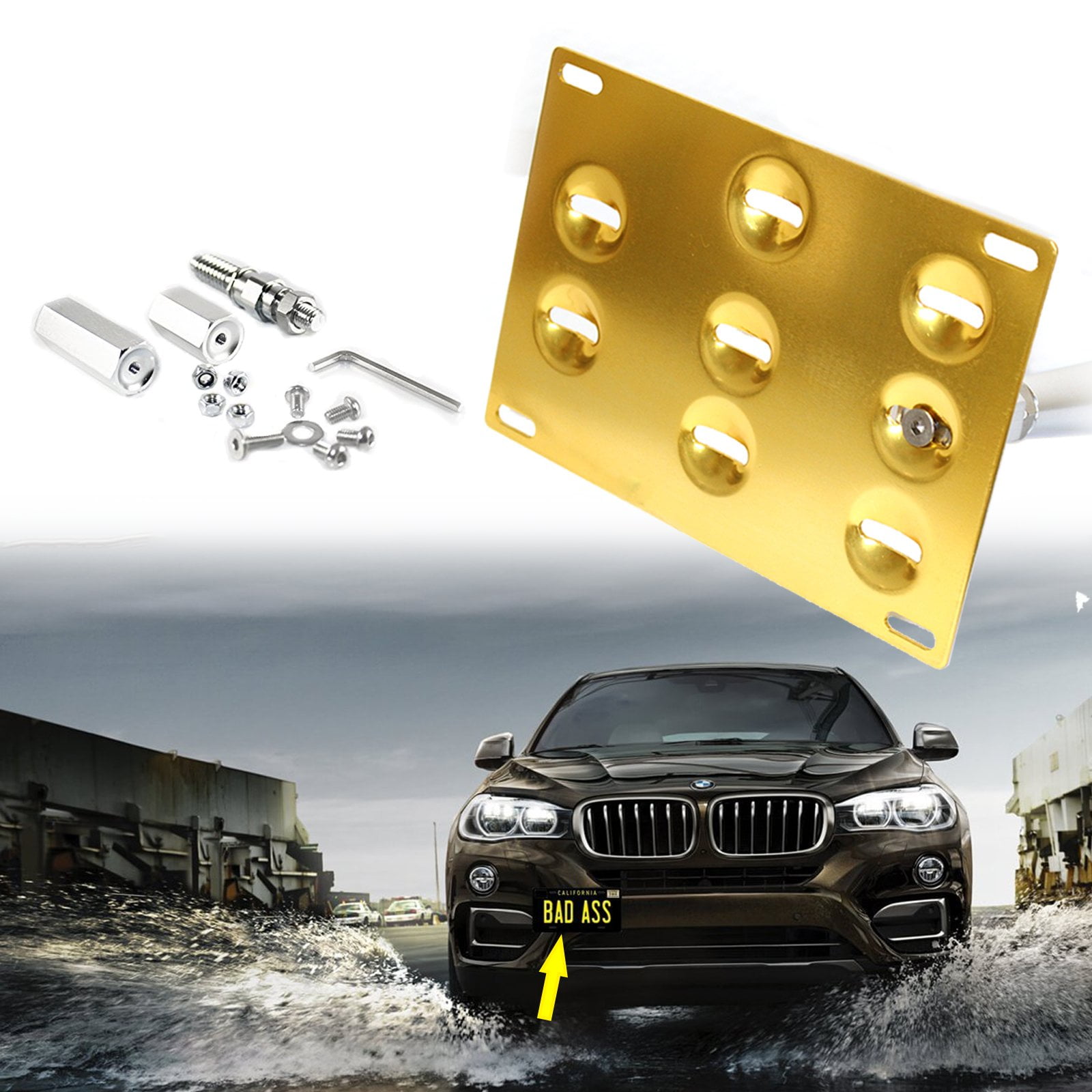 Xotic Tech 1 Set Front Tow Hook License Plate Bumper Mounting Bracket