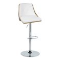 thumbnail image 4 of LumiSource Chrome Metal, Walnut Wood, White PU Gianna Adjustable Barstool - Set of 2, 4 of 5
