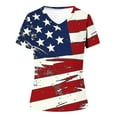 thumbnail image 4 of Busydd Womens Tops Independence Day Short Sleeve V Neck Summer Tops Fashion Casual Patriotic Stars and Stripes Tee Tops American Flag Graphic Tees, 4 of 4