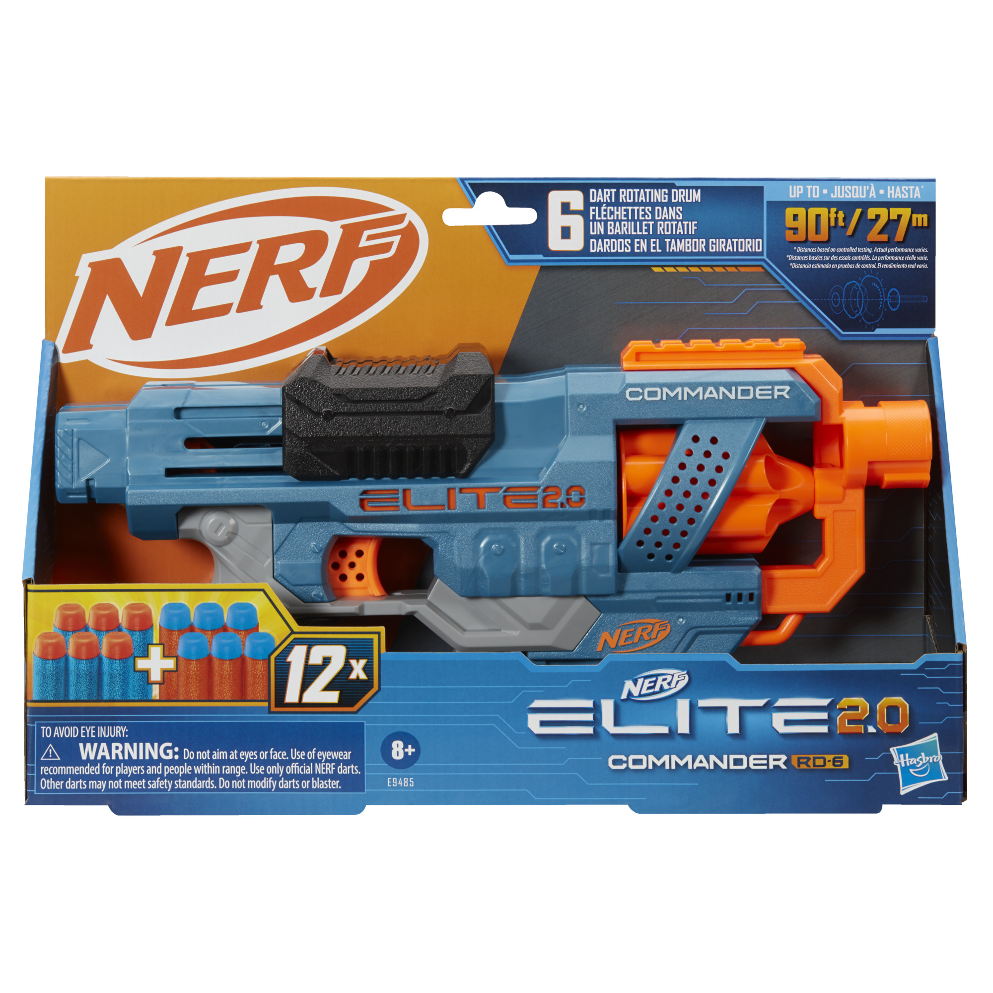 Nerf Elite 2.0 Commander RD-6 Blaster, 12 Official Nerf Darts, 6-Dart Rotating Drum, Built-In Customizing Capabilities - image 4 of 9