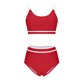 thumbnail image 3 of Conjunto de bikini con cuello en U y espalda descubierta ajustable para mujer, traje de baño de poliéster con bloques de color, 3 of 7