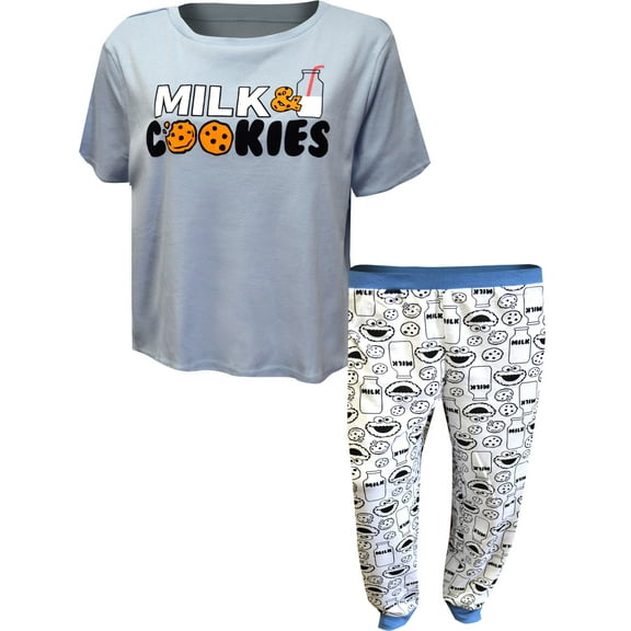MJC Womens Sesame Street Cookie Monster Plus Size Jogger Pajama Set (1X)
