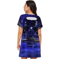 thumbnail image 3 of Horeoi Steel Skull Print Women's Short-sleeved Nightdress Breathable Cotton-like Material Loose A-line Knee-length, 3 of 6