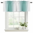 thumbnail image 2 of Aqua Teal White Ombre Valances for Windows, Decorative Rod Pocket Window Valance Curtains, Modern Abstract Art Farmhouse Gradient Short Curtain Drapes for Kitchen/Living Room, 2 Panels, 42" W x 18" L, 2 of 8