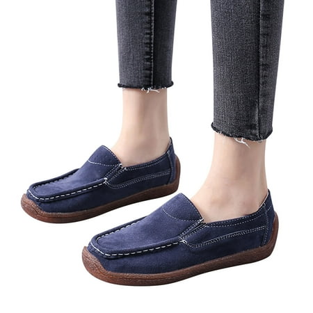 

casual shoes for Women Women Breathable Solid Color Flat Round Toe Comfortable Slip On Casual Single Shoes Flock Dress Sandals for Women Dark Blue
