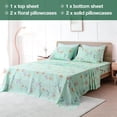 thumbnail image 2 of Piece Teal Leaves Printed Sheet Set Queen Size Soft Botanical Microfiber Sheets with Pillowcases Deep Pocket, 2 of 7