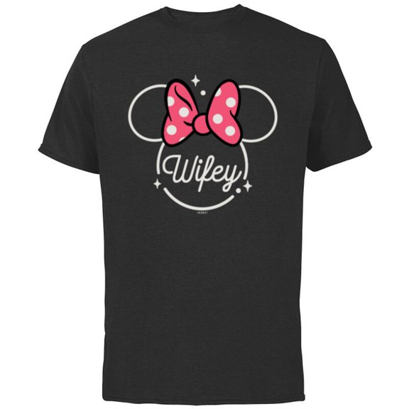 Disney Minnie Mouse Wifey Head Icon Magic Family Trip- Short Sleeve Cotton T-Shirt for Adults - Customized-Black
