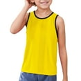 thumbnail image 4 of Little Kid Children Sleeveless Solid Vest Tops Casual Popularity Side Wide Fork Fitness Sports Garment Loose Vest Boys Full Sleeve T Shirt Youth Plain Shirt Heavy Boys Swim Tops 3-9 Years Yellow, 4 of 4