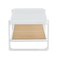 thumbnail image 6 of Rattan Coffee Table, Rectangle Center Table with 2 Open Shelves and Glass Tabletop, Modern 2 Tier Imitation Rattan Side Table Cocktail Table, 6 of 8