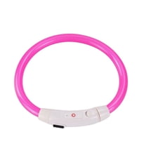 SugarBloom USB Rechargeable LED Dog Collar, 27.5 inch Light Up Collar for Night Walking Running, Waterproof Flashing Glow Safety Pet Collar with Remote,Pink