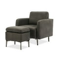 thumbnail image 6 of JURANYAZHU Faux Leather Accent Chair with Ottoman Set, Modern Upholstered Armchair for Living Room Bedroom Office, Gray, 6 of 10