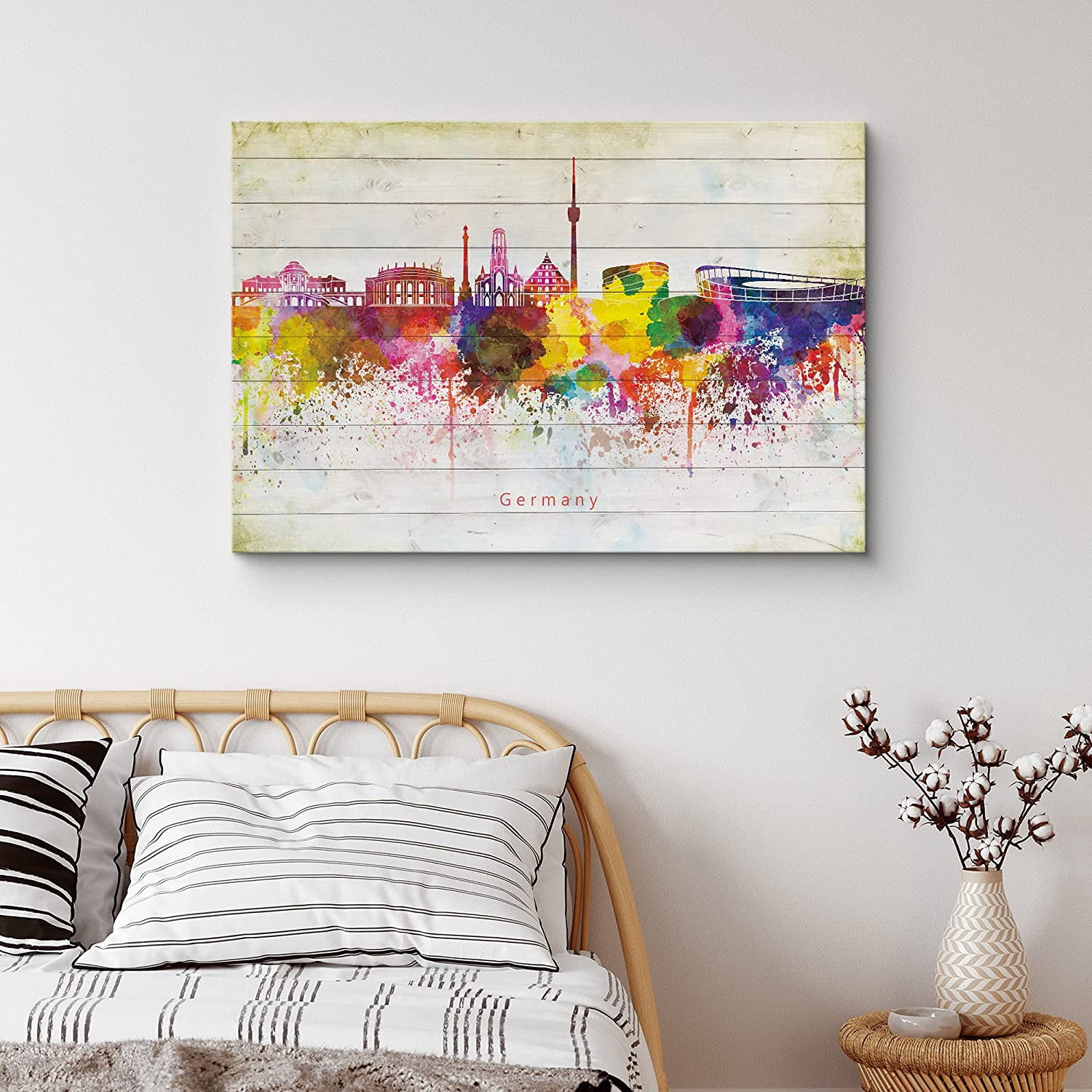 PixonSign Canvas Print Wall Art Germany Paint Splatter Landmarks Architecture & Maps Cities Illustrations Modern Art Global Scenic Colorful Multicolor Ultra for Living Room Bedroom Office - 12 x18