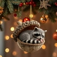 thumbnail image 1 of Adorno de árbol de Navidad acrílico plano 2D con agujero | Diseño de piña caprichoso | Decoración navideña para coche y hogar | Colgante de árbol festivo con aro para colgar, 1 of 5