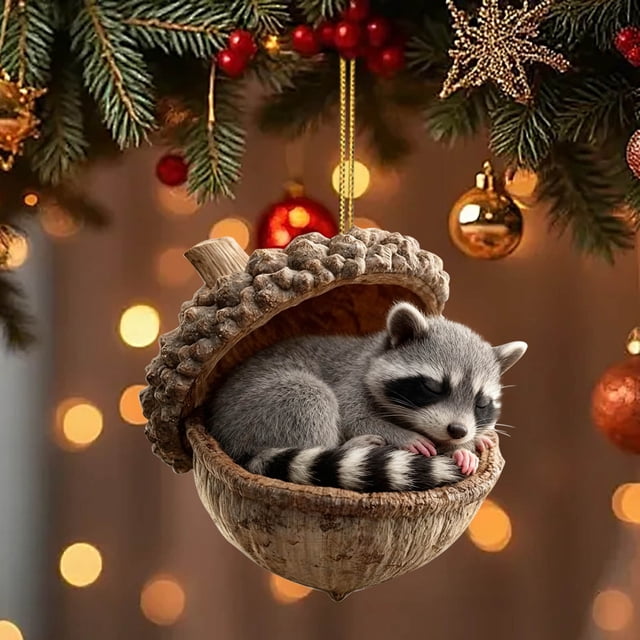 Adorno de árbol de Navidad acrílico plano 2D con agujero | Diseño de piña caprichoso | Decoración navideña para coche y hogar | Colgante de árbol festivo con aro para colgar