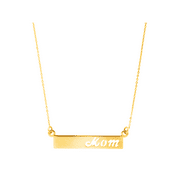 Women's Eternity Gold 'Mom' Cutout Bar Pendant Necklace in 10kt Yellow Gold, 17"