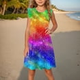 thumbnail image 2 of LNWUY Toddler Girls Fashion Star Printed Fly Sleeve Dress Summer Kids Dresses Sleeveless Round Neck Dresses Multicolor 11 Years, 2 of 6
