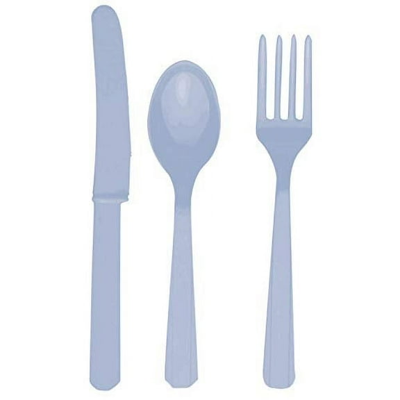 Amscan Pastel Blue Plastic Assorted Cutlery, 24 Ct. | Party Tableware