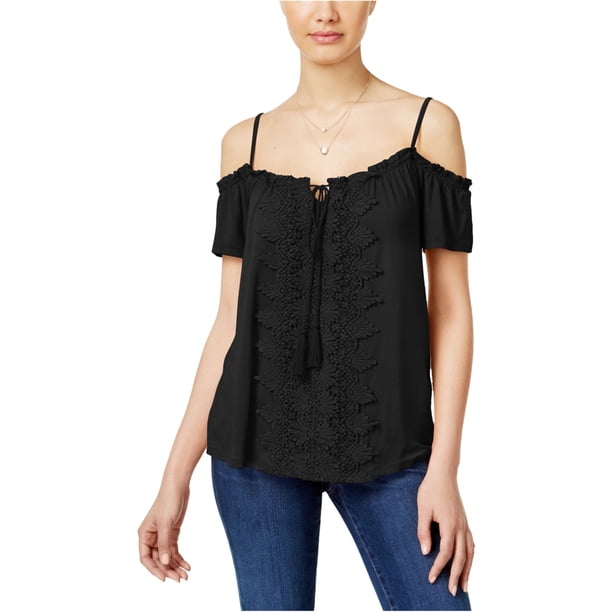 Blusa de Punto Crotchet Ultra Flirt Mujer Negra Pequeña