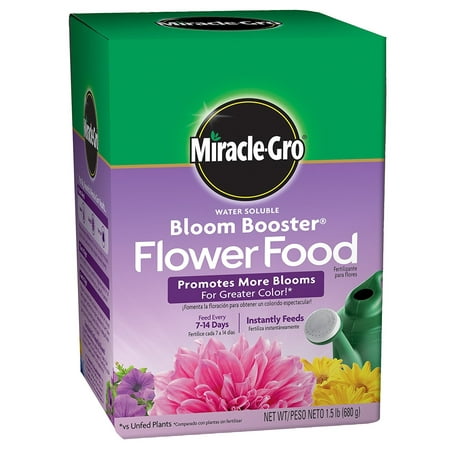 Miracle-Gro Water Soluble Bloom Booster Flower Food, Promotes more blooms for greater color versus unfed plants By