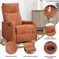 thumbnail image 6 of Leumius Recliner Chair with Massage and Heat,360° Manual Swivel Rocker Chair for Adults,Upholstered Fabric Glider Recliner Nursery Chair with Side Pockets for Living Room,Orange, 6 of 9