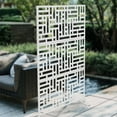 thumbnail image 5 of FETCOI Modern Outdoor Decorative Privacy Screen Metal Panel+Stand Stripes/Grid/Cross (Cross-White), 5 of 16