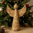 thumbnail image 4 of Vallivelle Handwoven Water Hyacinth Angel Christmas Decor - 13.4" Woven Rattan Angel Religious Tabletop Figurine for Nativity Scene, Mantel, Shelf and Farmhouse Christmas Decorations Indoor Display A, 4 of 8