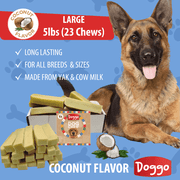 Doggo Dog Chew Shelf-Stable Natural Coconut Flavor Yak Chews for Dogs, Long-Lasting, Large, 5 Pound, 23 Pieces