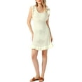 thumbnail image 2 of Allegra K Women's Casual Round Neck Midi Ruffled Knit Dresses, 2 of 5