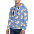 thumbnail image 3 of Sikiie Kawaii Corgi Men's Hoodie, Essentials Hoodie, Sweatshirt, Pullover Hooded Sweatshirt for Men-Large, 3 of 7