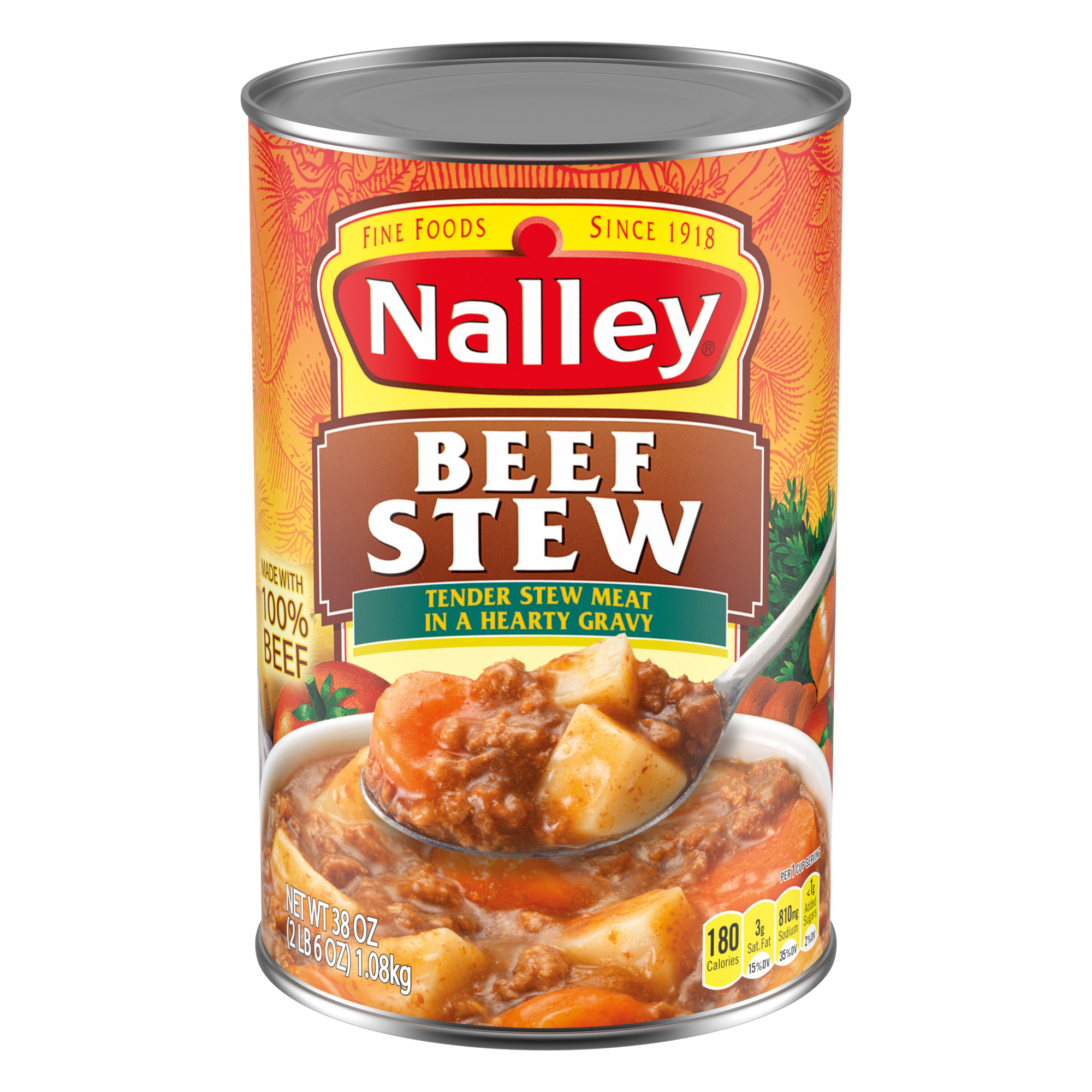 (4 pack) Nalley Chunky Beef Stew With Vegetables in a Hearty Gravy, 9g Protein Per Serving, 38 oz. Can