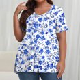 thumbnail image 2 of Pisexur Hauts pour Femmes, Hauts d'Été pour Femmes, Hauts Grande Taille pour Femmes, Hauts pour Dames Mode Été Sexy Imprimé Manches Courtes Col Rond Multicolore, 5TG, 2 of 7