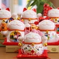 thumbnail image 4 of QualitChoice Ceramic Fortune Cat Figurine Lucky Cute Style Crafts Cartoon Animals Statue Storage Box Piggy Bank Office Desktop Type 1 Type 2, 4 of 6