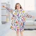 thumbnail image 5 of FORMRS Wearable Blanket Hoodie with Sleeves for Kids Cozy Flannel Sweatshirt, Purple Wildflower Pattern, 5 of 7
