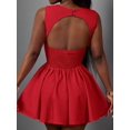 thumbnail image 2 of Vibrant Red Sweetheart Neck Sleeveless Backless A-Line Skater Mini Dress For Women, 2 of 6