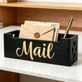 thumbnail image 5 of NWOKYZGH Black Wooden Mail Organizer Desktop Letter Storage Box Mail Sorter for Home office Entryway Countertop Desk Organization, 5 of 6
